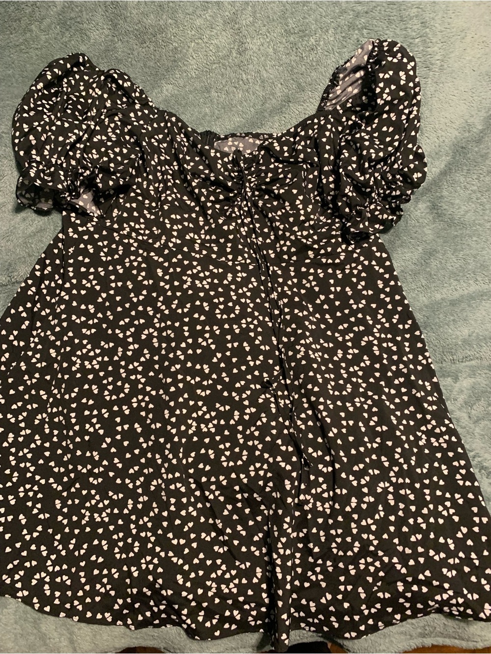 ⭐️ 3/30$ — Black Heart Print Puff Sleeve Dress